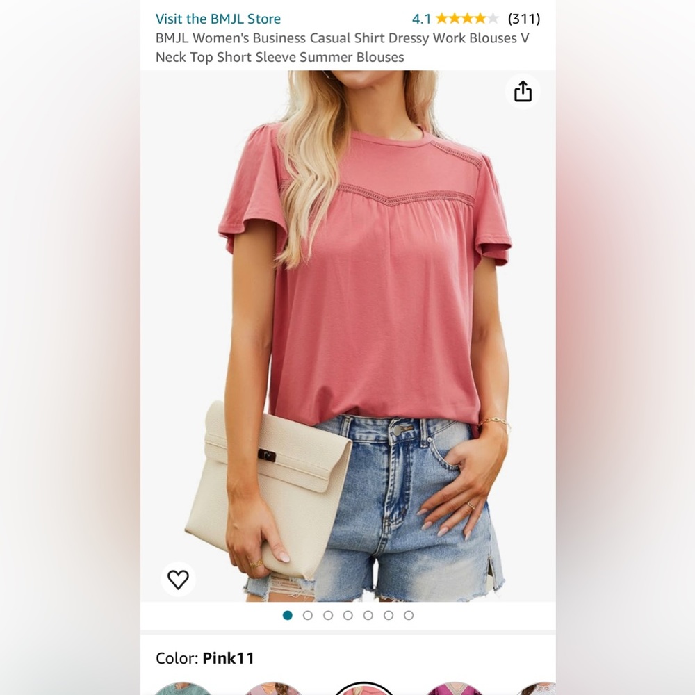 NWT BMJL Women's Casual Shirt V Neck Short Sleeve Summer Blouses Size Large